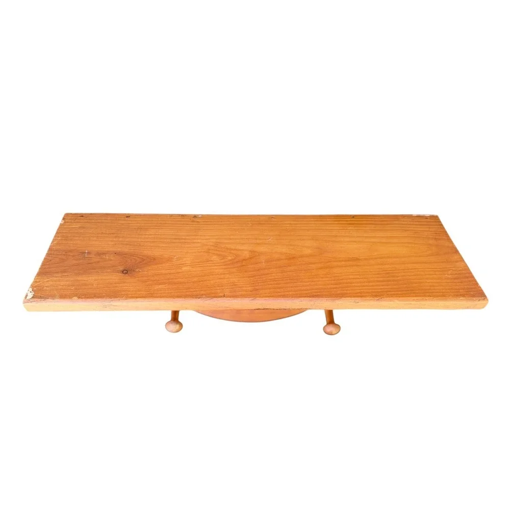 Vintage Pine Wood Heart Cutout Wall Shelf with Pegs Country Farmhouse Decor